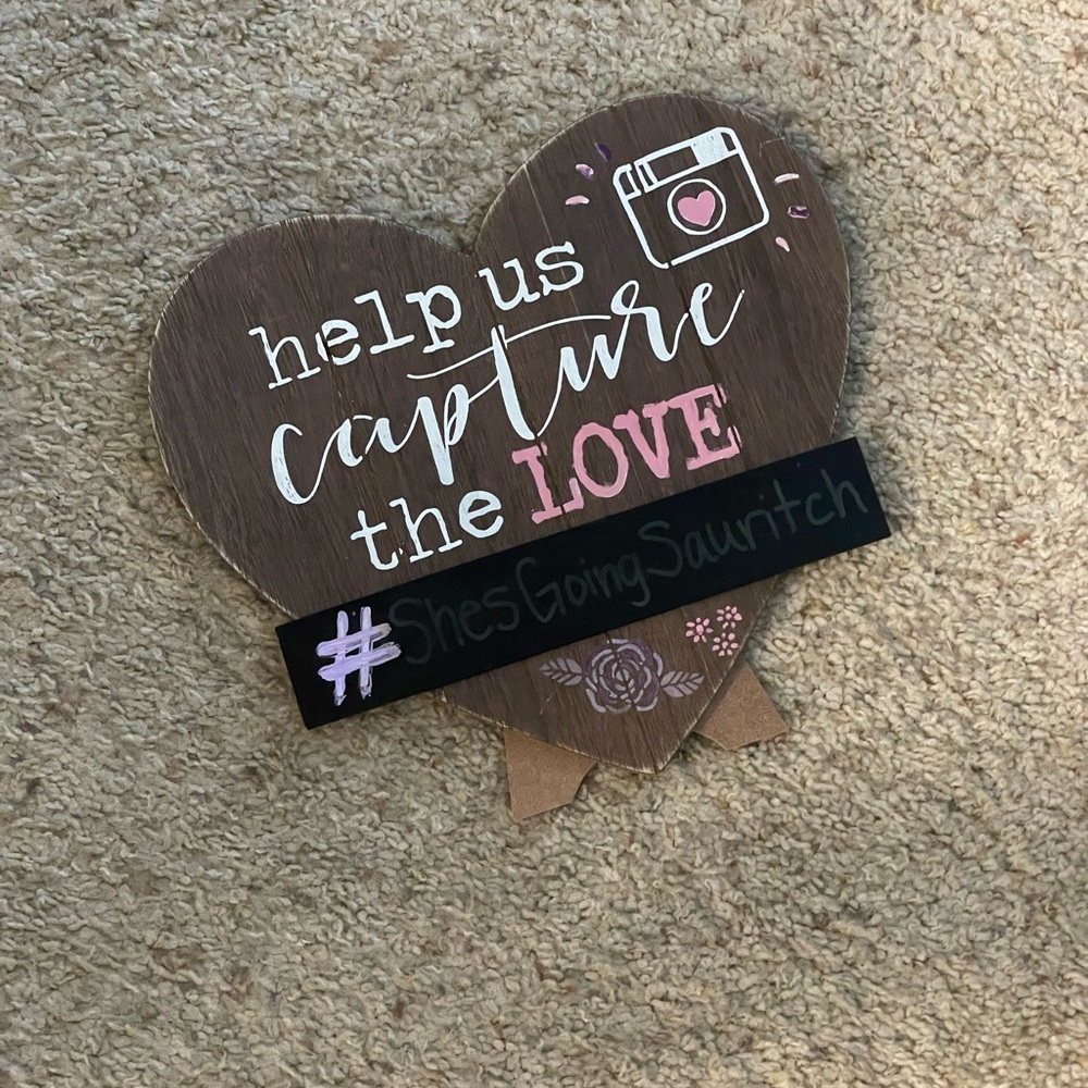 Dark wood, lavender & pink - wedding sign for wedding hashtag